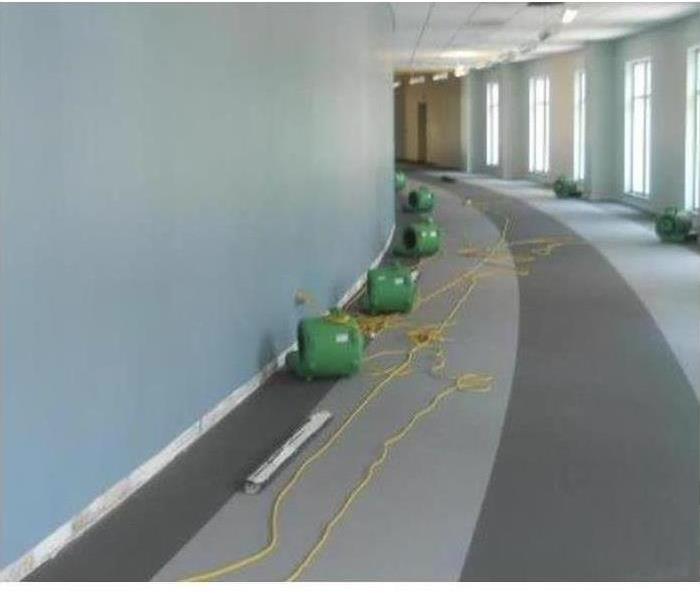 air movers in office hallway
