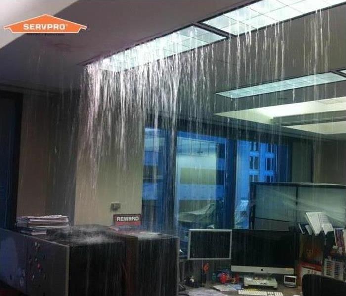 water pouring from ceiling